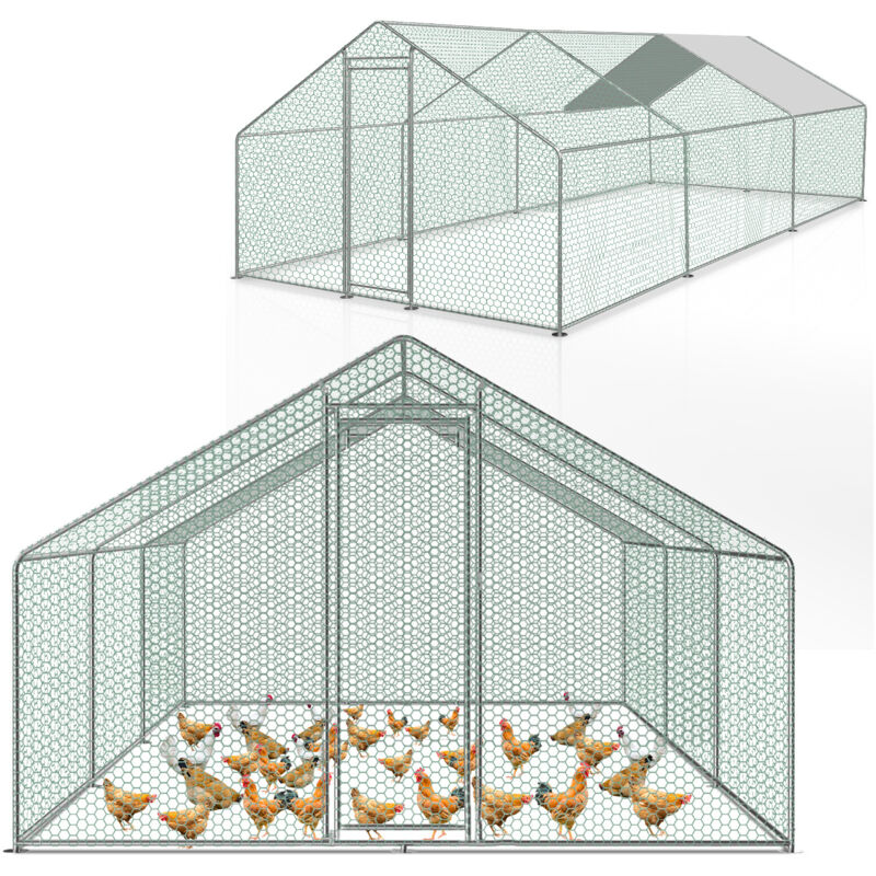 Swanew - Enclos poulailler parc grillagé acier galvanisé Cage parc enclos pour animaux 4x3 m