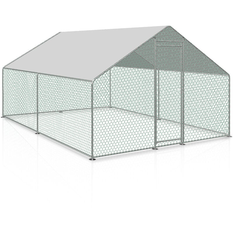 Swanew - Enclos poulailler parc grillagé acier galvanisé Cage parc enclos pour animaux 8x3 m