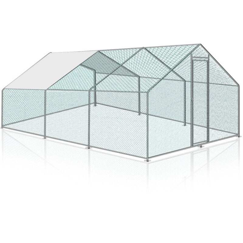 Swanew - Enclos poulailler Acier galvanisé avec parc grillagé avec serrure espace couvert Poulailler pour petits animaux 3 x 6 x 2 m 18m²