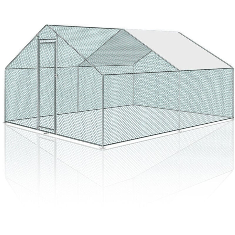 Swanew - Enclos poulailler Acier galvanisé avec parc grillagé avec serrure espace couvert Poulailler pour petits animaux 3 x 4 x 2 m 12m²