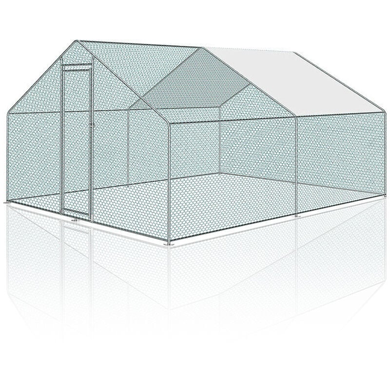 Swanew - Enclos poulailler grillagé avec porte latérale et toit dôme 6 m² 3x2 m