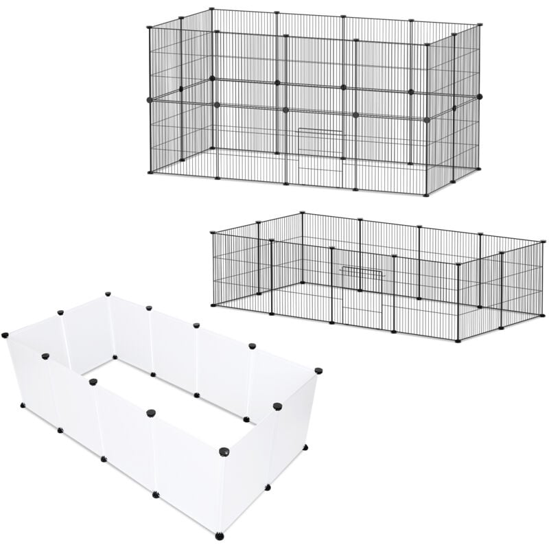 Enclos pour animaux Enclos Modulable petits animaux Facile à assembler Noir 110 x 110 x 47 cm - Swanew
