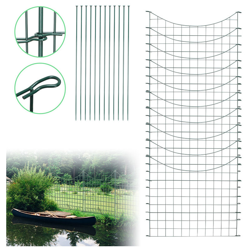 Swanew - Ensemble de clôture d'étang Clôture de bassin Jardin Fil de fer Clôture grillagée Portillon Enclos pour animaux Arche Inférieure 10X