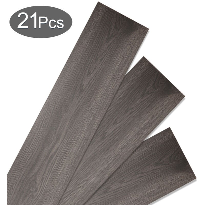 Swanew - env.2m² Sol vinyle Chêne Night Oak Adhésif Night Oak