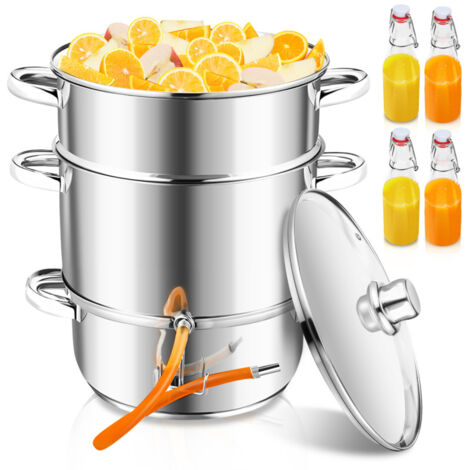 SWANEW Estrattore di succo a vapore a induzione Estrattore di succo di frutta in acciaio inox 8 litri Ø 26cm - argento