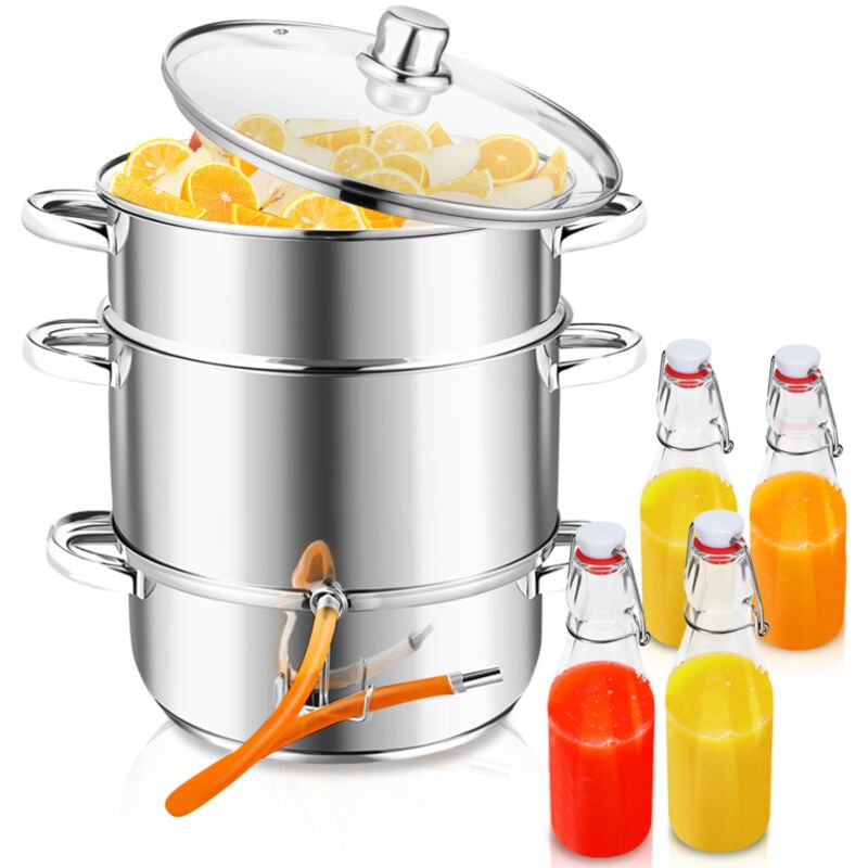 Swanew - Extracteur de jus à vapeur à induction Extracteur de jus de fruits en acier inoxydable 8 litres ø 26cm - argenté