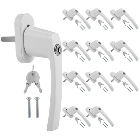 SWANEW Fenstergriff Kindersicherung Griff Poliert Alu 35 mm Fensterklinke abschließbar 12X weiß