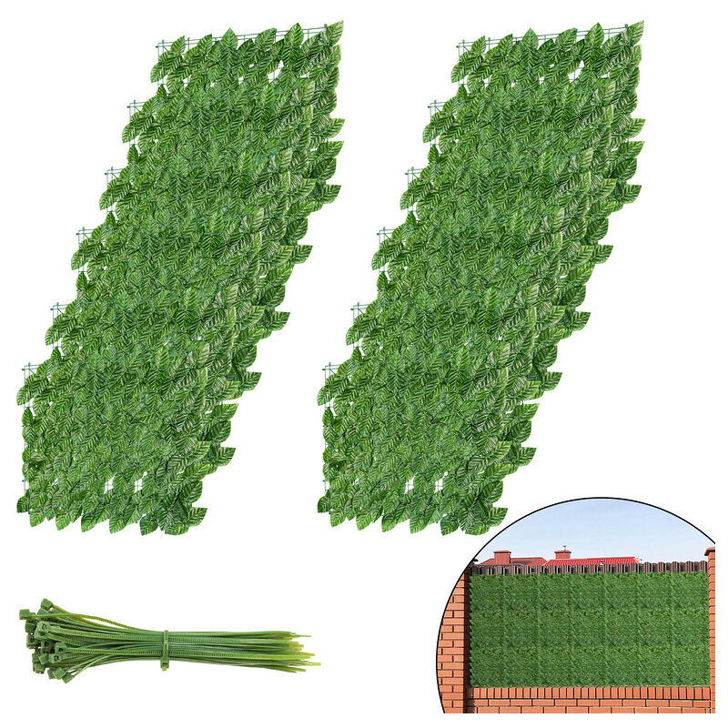 Feuille artificielle jardin clôture de confidentialité 1x3m fausse haie plante mur intérieur extérieur lierre balcon clôture décoration,Vanille