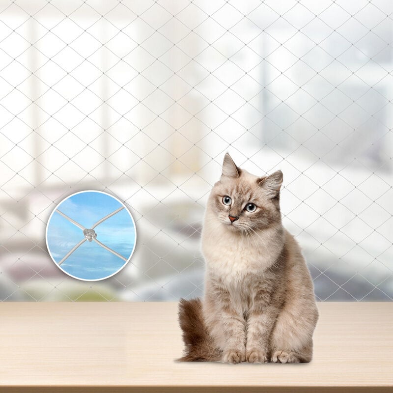 Filet de Protection pour Chat Filet pour chats Grille Filets de sécurité Filet de protection pour chats Filet pour oiseaux Filet de balcon 3x8m