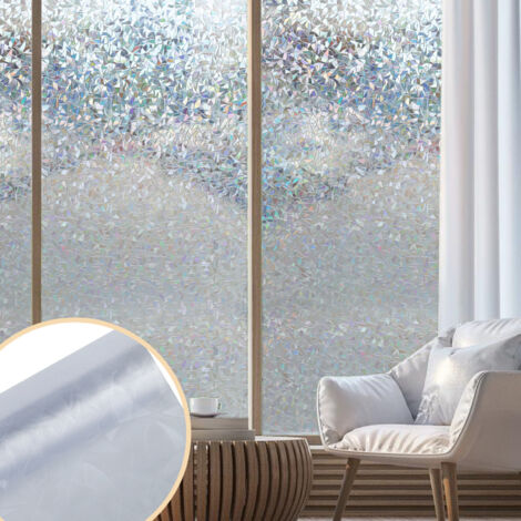 SWANEW Film Fenêtre Anti-UV 60x200cm 3D Electrostatique Film Vitrage Non Adhesif Confidentialité Vitre Decoratif pour Maison Bureau Échelle