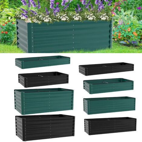 SWANEW Fioriera rialzata 160x90x60 cm Vaso da giardino in metallo zincato con base aperta per la coltivazione di ortaggi, fiori, erbe e piante grasse in giardino, terrazza, patio e balcone Verde