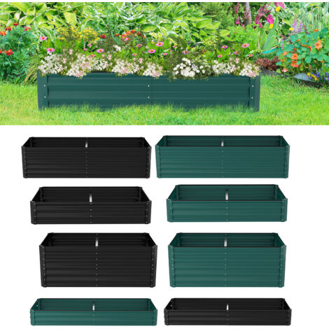 SWANEW Fioriera rialzata 240x90x60 cm Vaso da giardino in metallo zincato con base aperta per la coltivazione di ortaggi, fiori, erbe e piante grasse in giardino, terrazza, patio e balcone Verde