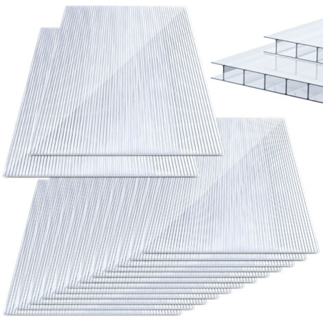 SWANEW Foglio di policarbonato cavo 10,25 m² 14 unità Lastre a doppia parete spessore 4 mm Riparo per serre