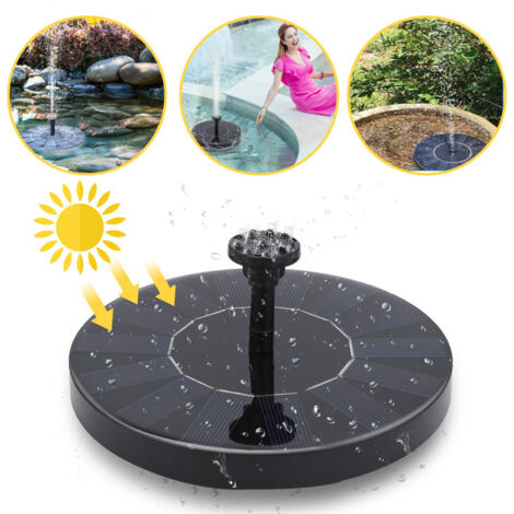 SWANEW Fontana Pompa Solare da Giardino 1.5W Pompa ad Acqua con 6 Ugelli del Pannello Solare. Decorazione per Bagno per Uccelli Laghetto e Piscina