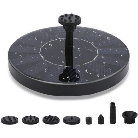SWANEW Fontana Solare da Giardino 1.5W Pompa Solare per Fontana da Esterno Kit Pompa per Fontana Solare con 6 Effetti Ugelli per Laghetto Piscina Acquario