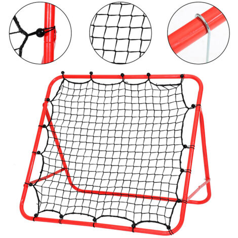 SWANEW Fußball Rebounder Rückprallwand Kickback Tor Prallwand Netz Einstellbar Fußballtraining 103 x 100 cm - Rot