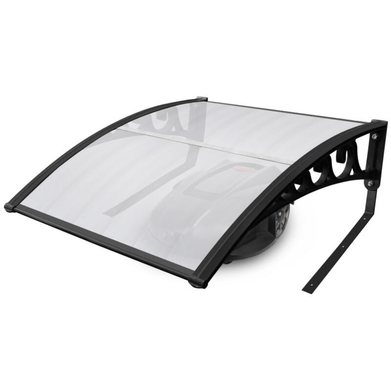 Garage de tondeuse pour Robot Abri 105x85x50 cm Toit transparent Cadre en acier noir Garage pour tondeuse Protection extérieure - Swanew