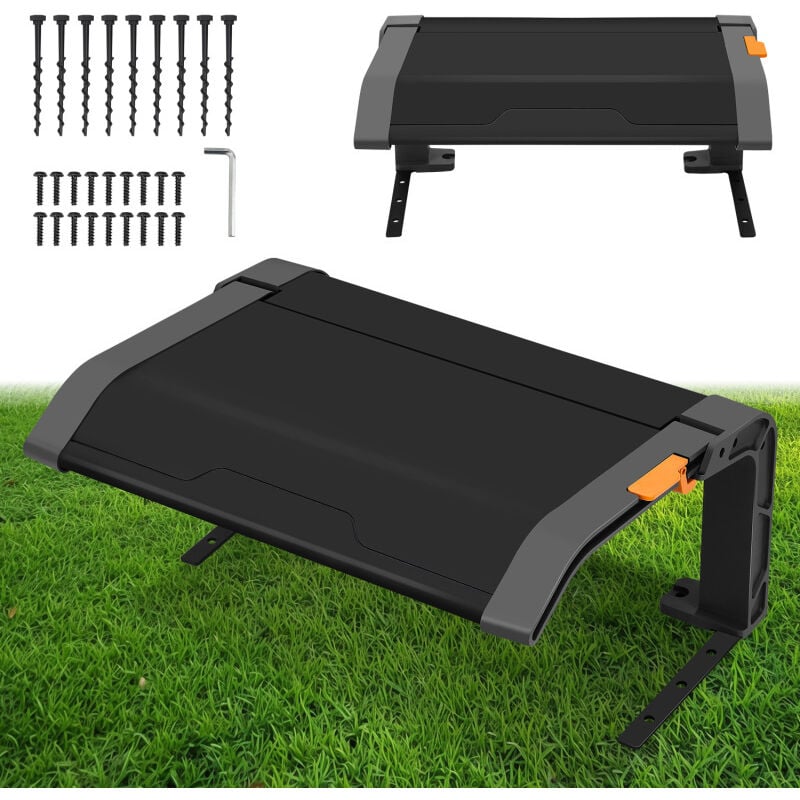 Garage de tondeuse Toit rabattable 72x56x36 cm Toit gris noir Cadre en acier noir Garage pour tondeuse Protection extérieure - Swanew