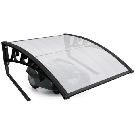 SWANEW Garage per Robot Shed 105x85x50 cm Tetto trasparente Telaio in acciaio nero Garage per tosaerba Protezione esterna
