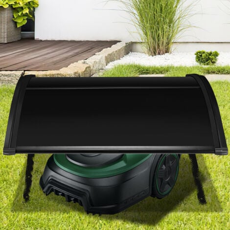 JOPASSY SWANEW Garage per Robot Shed 106x87x50 cm Tetto nero Telaio in acciaio nero Garage per tosaerba Protezione esterna