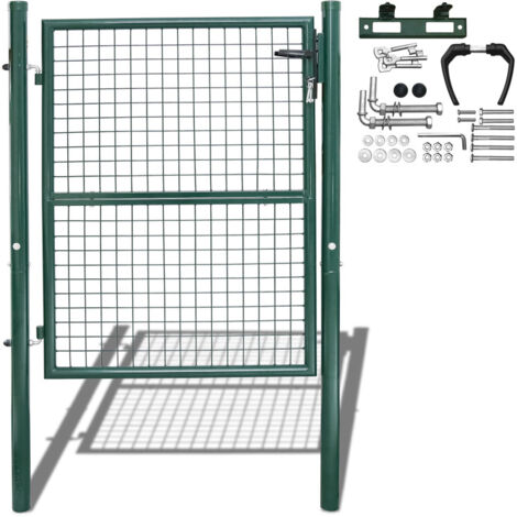 SWANEW Gartentor Zaundertor 150 x 100 cm tubo in acciaio zincato incluso blocco e mesh porta da giardino Zaunder Dimensioni 5 × 5 cm di Rust Rust -Rust Green