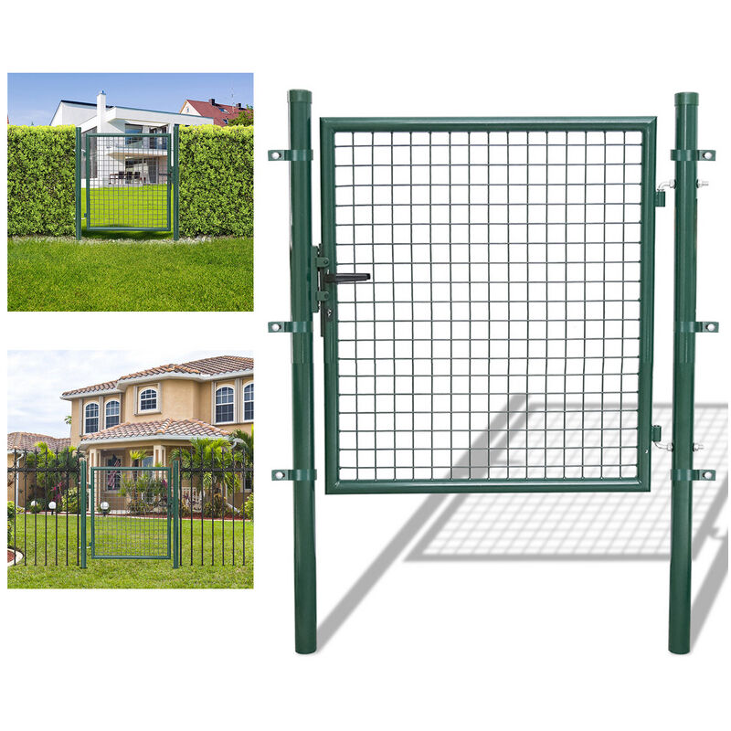 Einfeben Portillon de Jardin Grillagé, en Acier Galvanisé, Clôture avec Serrure, Porte 100 x 100cm, Vert