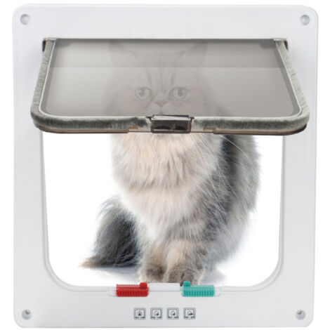 SWANEW Gattaiola per gatti Porta per cani Gattaiola a 4 vie Sistema di controllo degli ingressi per cani