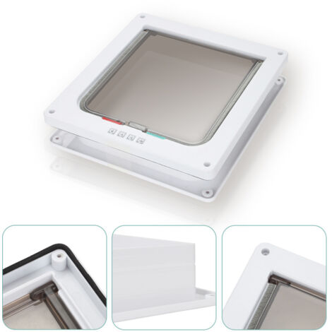 SWANEW Gatto Flap Dog Door Cat Flap 4 Posizioni con Tunnel Cache Cutout. Gatto Flap Dimensioni L 23.5x25x5.5cm