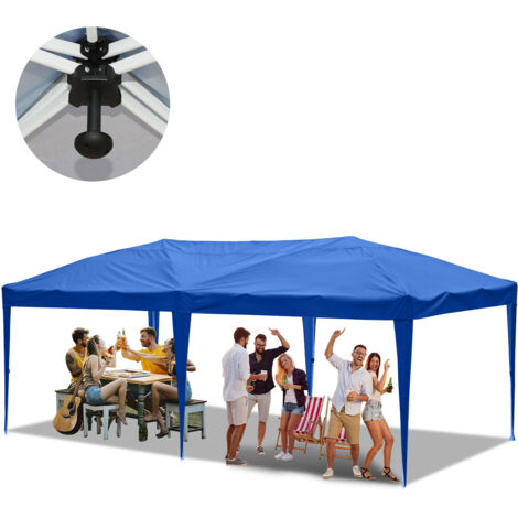 SWANEW Gazebo da Giardino Tenda Pieghevole Protezione Solare UV 50+ Tenda Pieghevole POP-UP Senza Pareti Blu 3x6m
