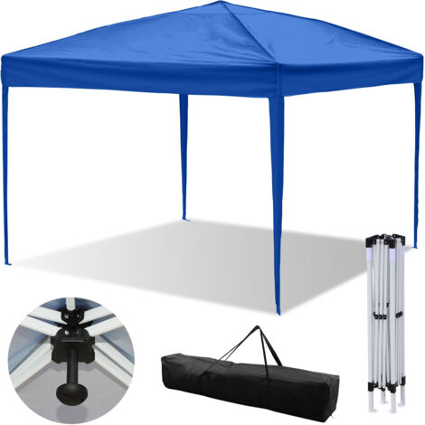 SWANEW Gazebo de Jardín Carpa Plegable Protección Solar UV 50+ Carpa Plegable POP-UP Sin Paredes Azul 3x3m