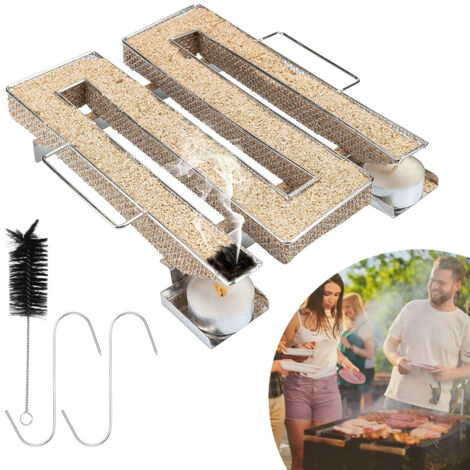 SWANEW Generatore di fumo freddo 22,5  17,5  4,5 cm Cestello in rete per barbecue affumicato in acciaio inossidabile a forma di M (Argento)