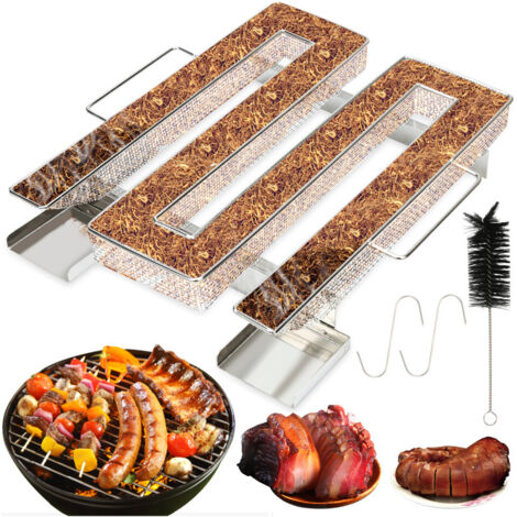 SWANEW Generatore di fumo freddo 22,5  17,5  4,5 cm Cestello in rete per barbecue affumicato in acciaio inossidabile a forma di M (Argento)
