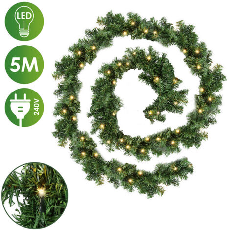 SWANEW Ghirlanda di Natale artificiale da 500 cm Ghirlanda LED verde Abete Ivy Decorazione natalizia ideale. per camera da letto Porta parete Finestra Scale Camino
