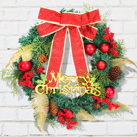 SWANEW Ghirlanda Natalizia da 45cm con 50 LED e Campane. Ghirlanda Artificiale per un Buon Natale. Ideale come Regalo di Natale