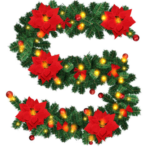 SWANEW Ghirlanda natalizia - Ghirlanda di Natale - 2,7 m - Ghirlanda di luci per albero di Natale a LED per feste di compleanno di nozze di Natale rossa