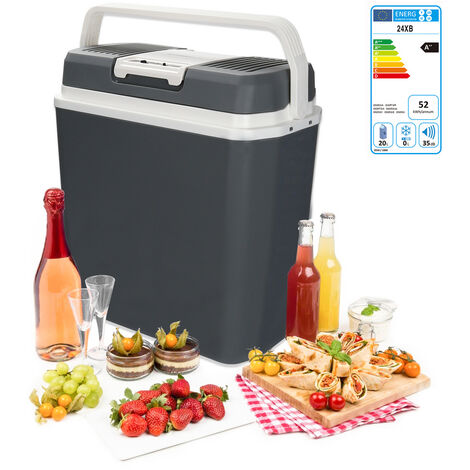 SWANEW Glacière électrique 24 litres thermoélectrique A++ 12V 230V maintien froid & chaud Voiture et Camping noir - Gris