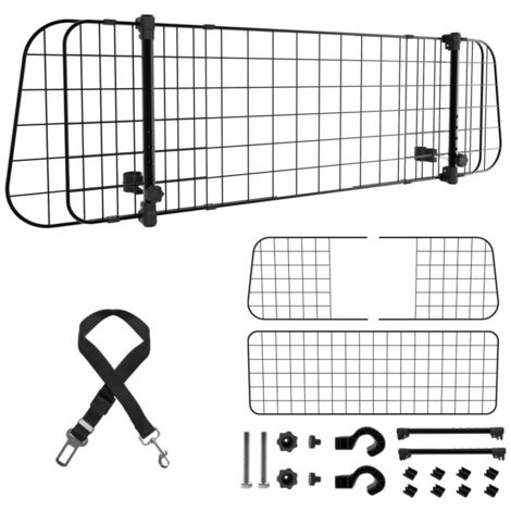 SWANEW Griglia per cani per auto Griglia di protezione del bagagliaio Griglia divisoria regolabile 90-145cm nero