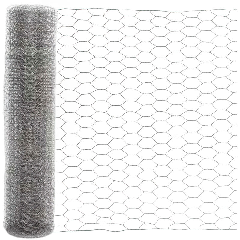 Grillage a Poule Métallique pour Cloture 0,5x10m, Fil de fer Hexagonal pour Jardin Poulailler Voliere Clapier, Argent - Swanew