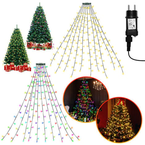 SWANEW Guirlande Lumineuse 280 LEDs pour Sapin de Noël 2.8 m Extérieur Guirlande de Noël avec anneau- RGB