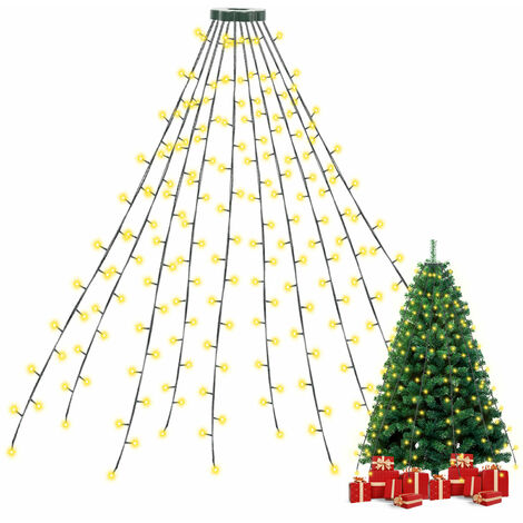 SWANEW Guirlande lumineuse LED Sapin de Noël 280 LEDs 2.8m Extérieur Guirlande de Noël avec anneau Blanc chaud - blanc chaud
