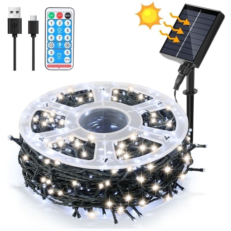 Guirlande Solaire led Guirlande Lumineuse Rideau led Party Jardin Intérieur Extérieur Décoration Éclairage de Noël 80M 800LEDs Blanc Froid - Swanew