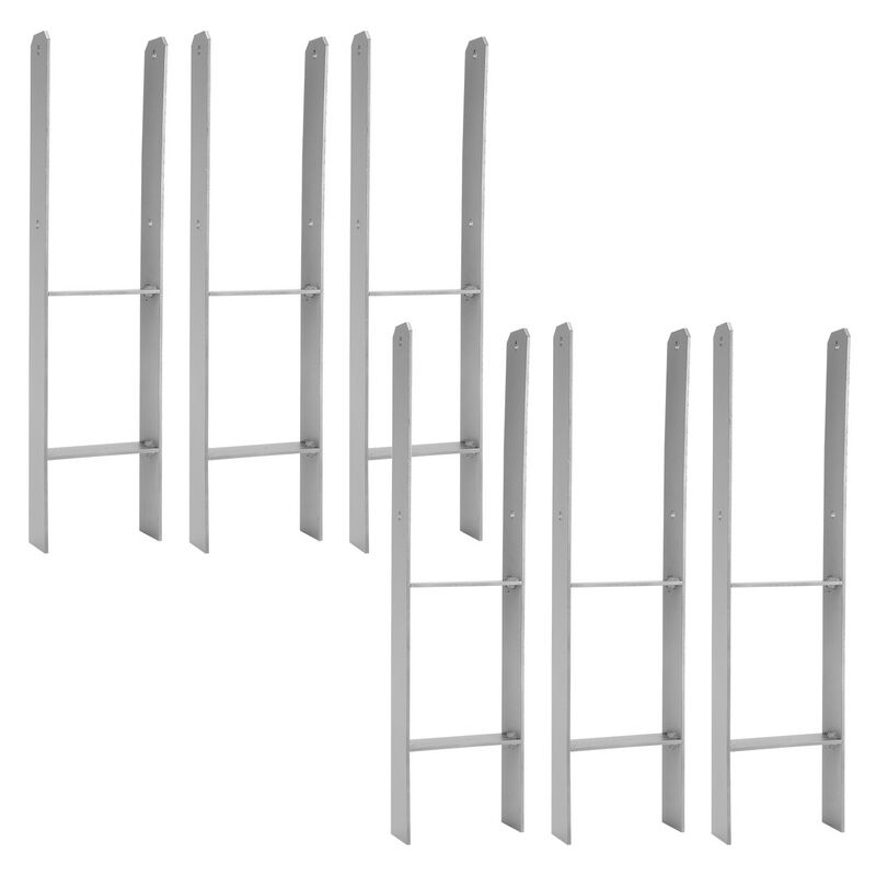 Ancre de poteau Poutre en h Poutre de poteau Protection du bois Poutre H-Anker 600mm Pied de poteau Support 101mm 6 pièces - Swanew