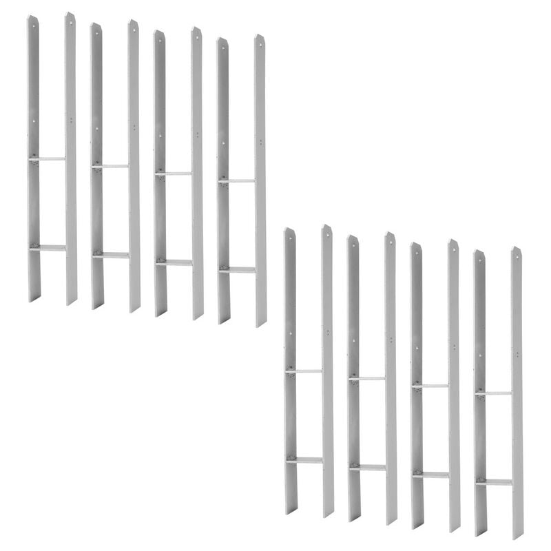 H-ancre Ancrages Ancrage en h ancre de sol Durable Garages Douille de sol hauteur 600mm Pied de poteau Support 91mm 8 pièces - Swanew