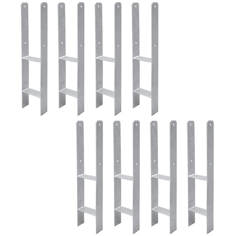 H-ancre Ancrages Ancrage en h ancre de sol Durable Garages Douille de sol hauteur 600mm Pied de poteau Support 121mm 8 pièces - Swanew