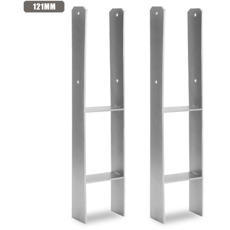 SWANEW H-ancre Support de Poteau pour Carports Clôtures Support de Poteau en H Support à sceller 121MM 2 pieces