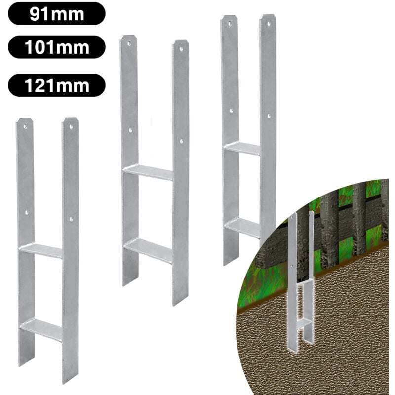 Swanew 2x Ancrage h support de poteau douille à enfoncer 600MM Ancrage de poteau douille au sol