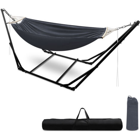 SWANEW Hängematte mit Gestell Hängematten Dunkelgrau Outdoor Stabhängematte Hängesessel bis 150kg