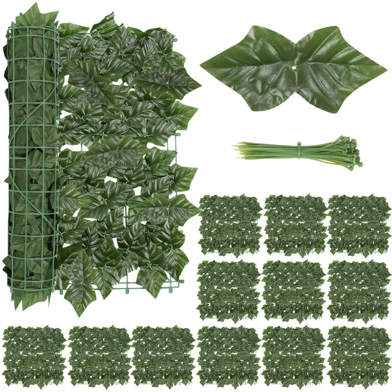 Swanew - Haie artificiel brise-vue décoration 300cm x 100cm feuillage réaliste anti-UV,Clôture pare-vue Feuillage Habillage de mur Brise-vue Bâche