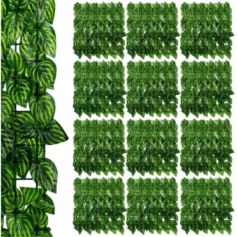 SWANEW Haie Artificiel Brise-Vue décoration Rouleau 3L x 1H m Feuillage réaliste Anti-UV,Feuilles de pastèque