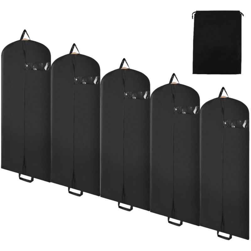 Swanew - Housse à vêtements 5 pièces 128x60cm Housse de protection Housse à vêtements avec une poignée noir